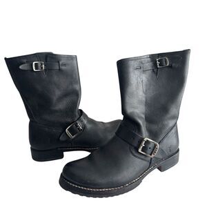 Frye Engineer Black Leather Biker Moto Boots Women’s Size 9